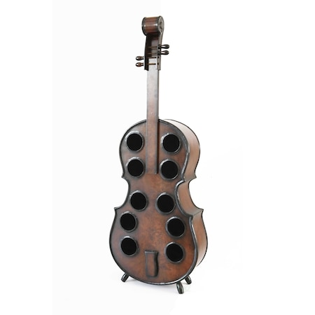 Vintiquewise Decorative 10 Bottle Wooden Cello Shaped Wine Rack 53 Inch Floor Violin QI003607L